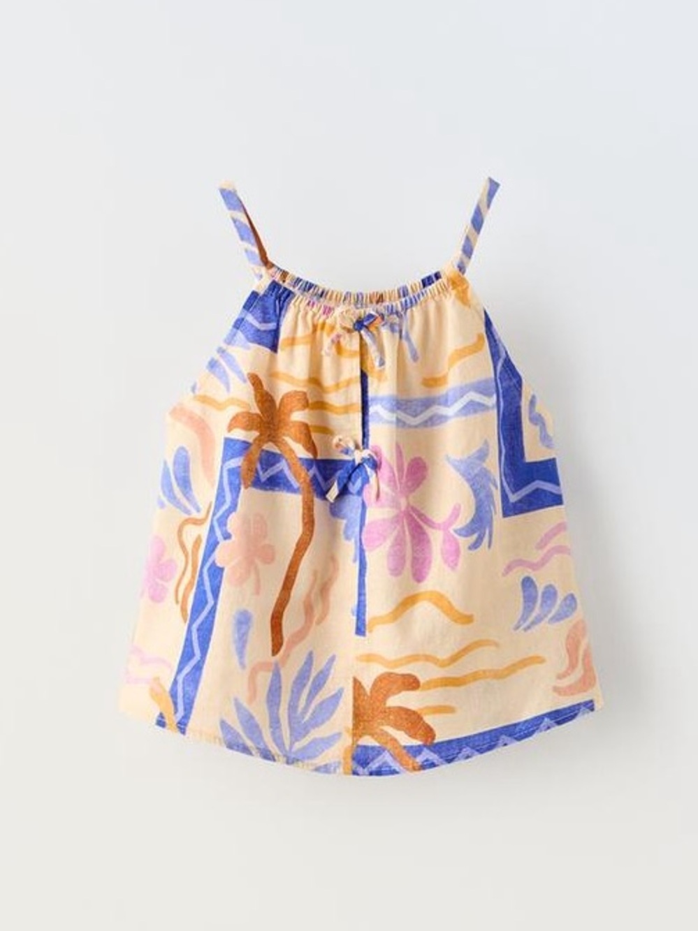 Zara Girl’s Tank Top Size 7 Kids Linen Tropical Beach Summer Spring
